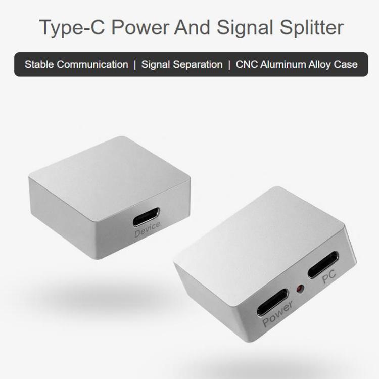 Waveshare 33502 Type-C Power And Signal Splitter CNC Aluminum Alloy Case With Indicator