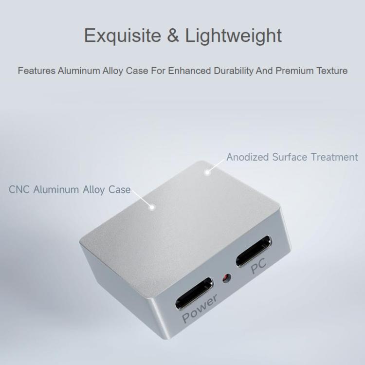 Waveshare 33502 Type-C Power And Signal Splitter CNC Aluminum Alloy Case With Indicator