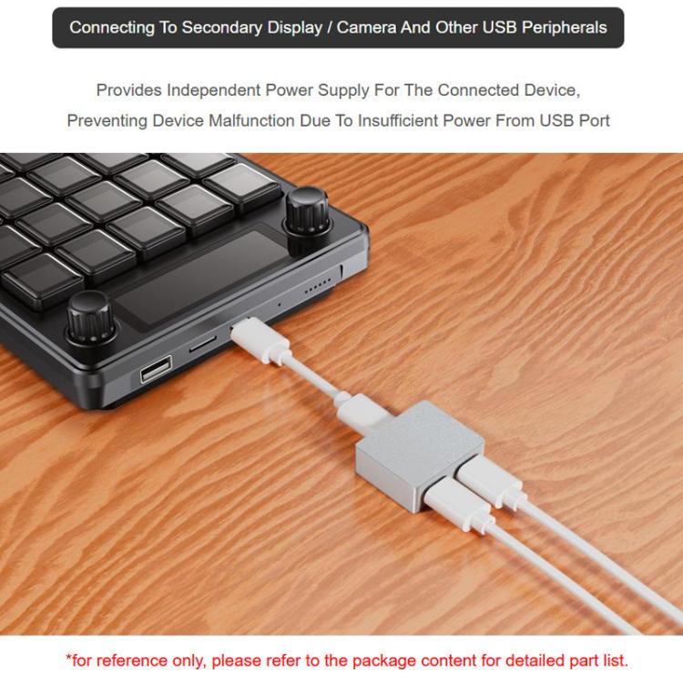 Waveshare 33502 Type-C Power And Signal Splitter CNC Aluminum Alloy Case With Indicator