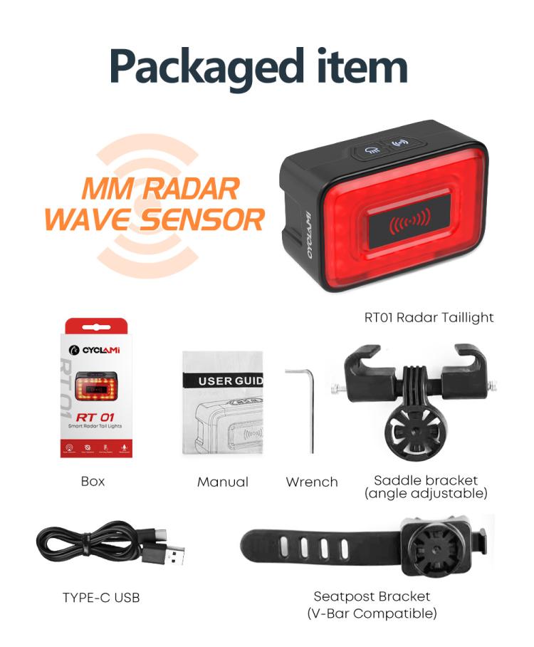 CYCLAMI RT01 Smart Radar Tail Light Bicycle Night Riding Light