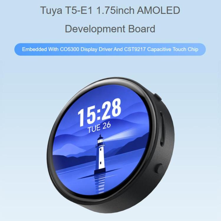 Waveshare Tuya T5-E1 1.75 Inch AMOLED Round Development Board QSPI Interface AI Large Models, Spec: GPS