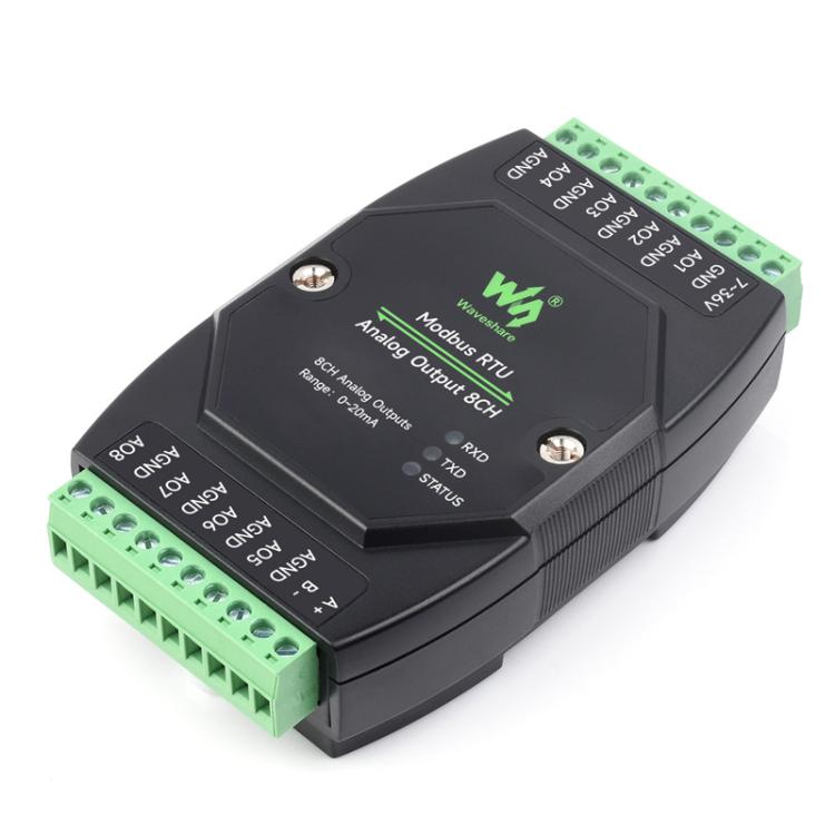 Waveshare Industrial 8-Ch Analog Output Module 12-Bit DA Conversion  Current