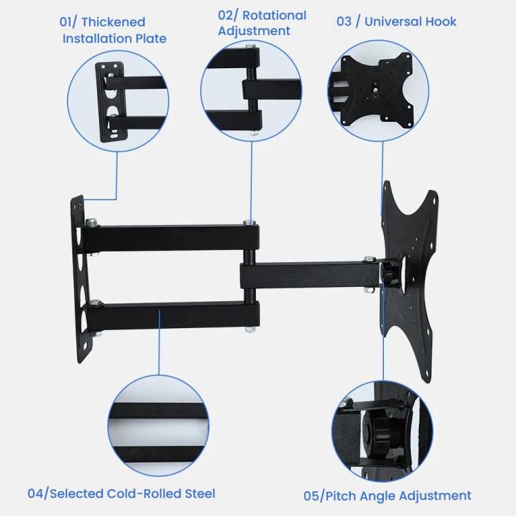 Articulating TV Wall Mount with Wide Swing Arm, Extends and Tilts for 14-55 Inch TVs and Monitors 117B-2