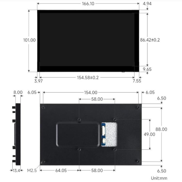 Waveshare 33259 7 Inch DSI Capacitive Touch Display, 1024 X 600 Pixels, IPS Panel, 5-Point Touch Supports Backlight Adjustment Via Software