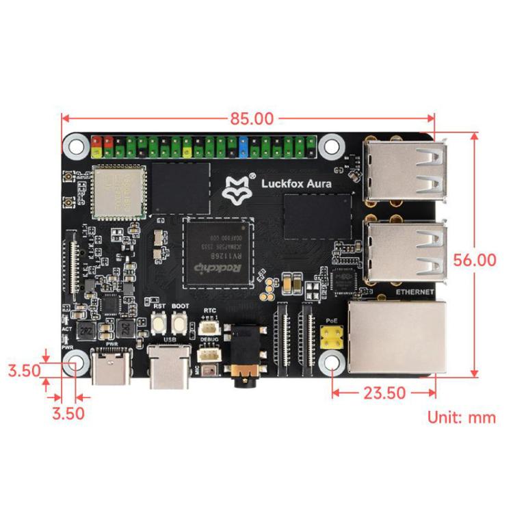Luckfox Aura High-Performance Linux Development Board Rockchip RV1126B Quad-Core 1.6GHz Processor, Spec: RAM 2GB eMMC Flash 64GB