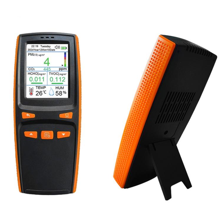 Handheld 10-In-1 Air Quality Monitor With Data Export To PC Detector For CO2, PM2.5, PM10, HCHO, TVOC, AQI, Temperature & Humidity