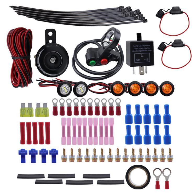 ATV Turn Signal Malfunction Light Horn Wiring Harness Handlebar Thumb Switch With LED Light Kit - CP-4331