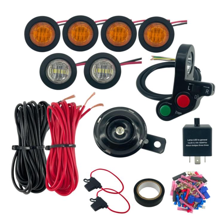 ATV Turn Signal Malfunction Light Horn Wiring Harness Handlebar Thumb Switch With LED Light Kit - CP-4331
