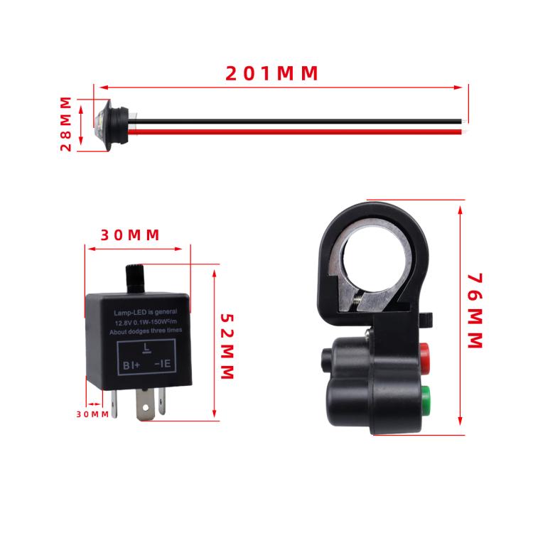 ATV Turn Signal Malfunction Light Horn Wiring Harness Handlebar Thumb Switch With LED Light Kit - CP-4331
