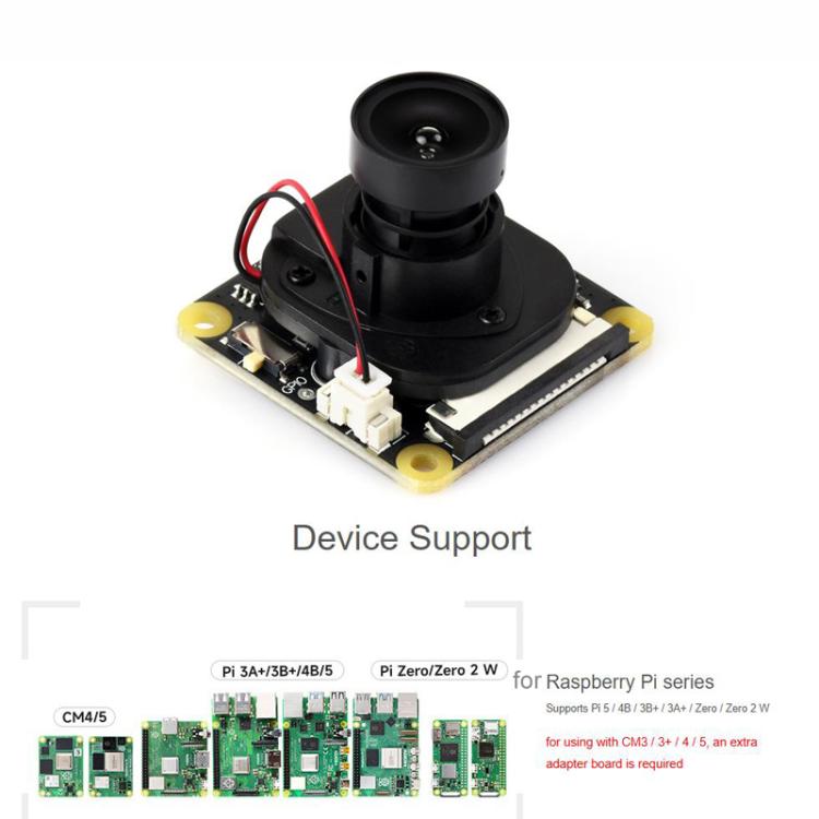WAVESHARE IMX327 2MP IR-CUT Camera, Starlight Camera Sensor, Compatible With Raspberry Pi Series Boards