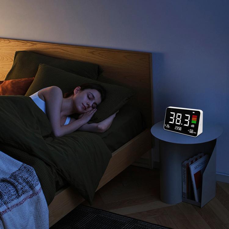 Digital 4-in-1 Noise Meter with Temperature & Humidity Sensor, Time Display Rechargeable Battery, Adjustable Backlight - DM219N