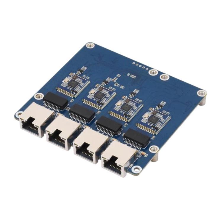 Waveshare PCIe To 4-Ch ETH Port Adapter Board Supports Raspberry Pi OS, Driver-Free, Plug And Play, Version: Gigabit ETH