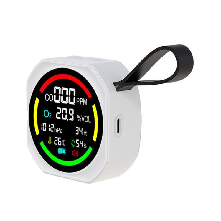 6 In 1 CO/O2/BP/ALT/T/H Portable Multi-Gas Environmental Monitor Rechargeable Air Quality Meter