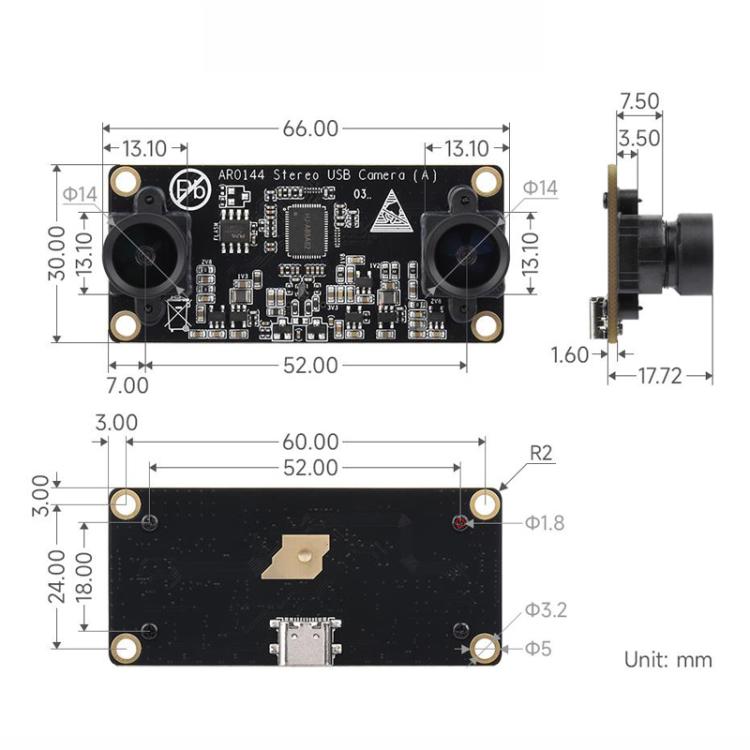 WAVESHARE AR0144 2MP Stereo USB Camera Module
