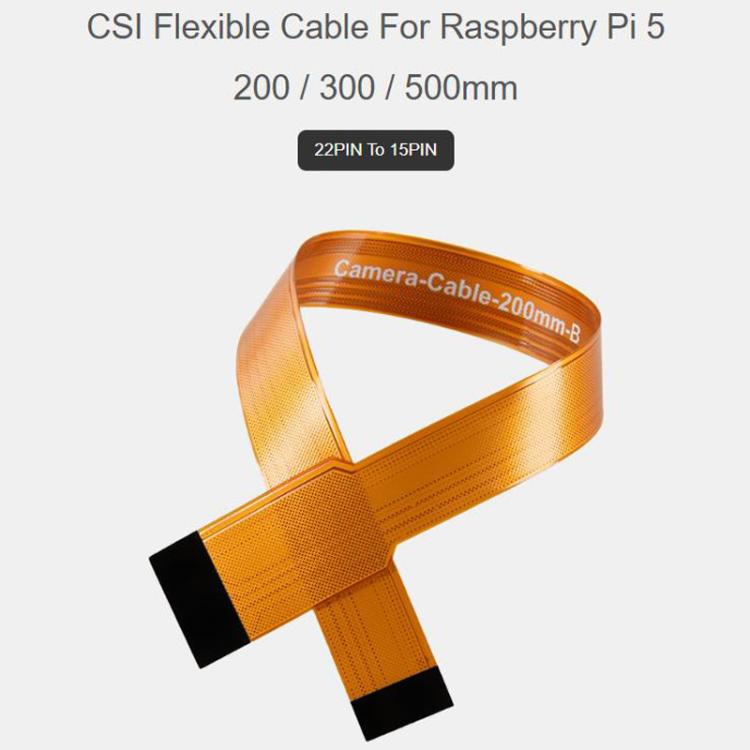 Waveshare For Raspberry Pi 5 CSI FPC Flexible Cable B 22PIN To 15PIN Suitable For CSI Cameras, Spec: 300mm
