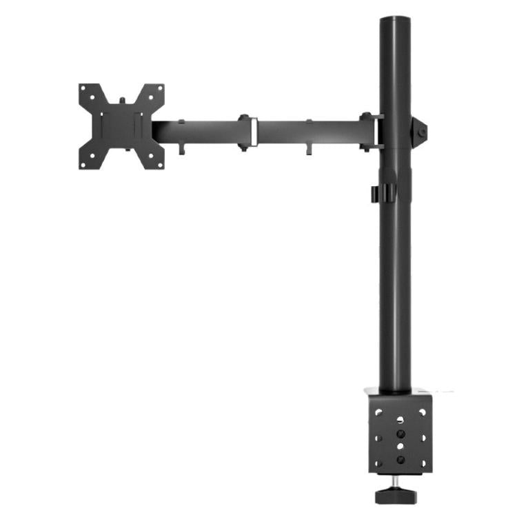 Desk Clamp Monitor Stand with Telescopic Arm, 40cm Height-Adjustable Pole Mount for Computer Screens - Black