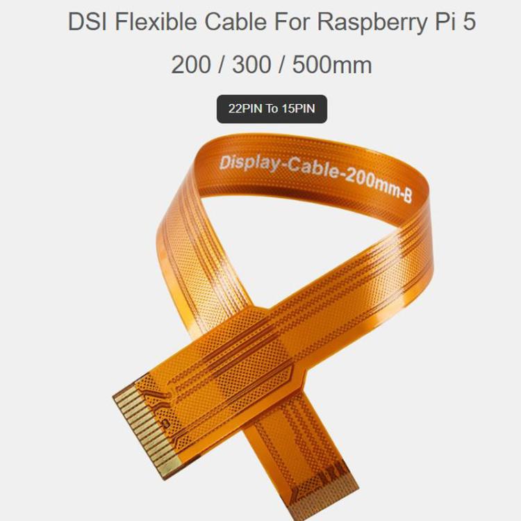 Waveshare For Raspberry Pi 5 DSI FPC Flexible Cable B 22PIN To 15PIN For DSI Displays, Spec: 300mm