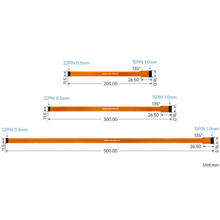 Waveshare For Raspberry Pi 5 DSI FPC Flexible Cable B 22PIN To 15PIN For DSI Displays, Spec: 200mm
