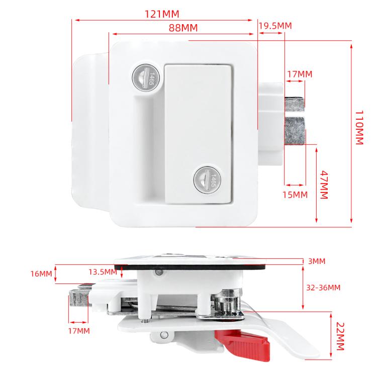 RV Conversion With Internal And External Opening Metal Panel Door Latches, Specification: White