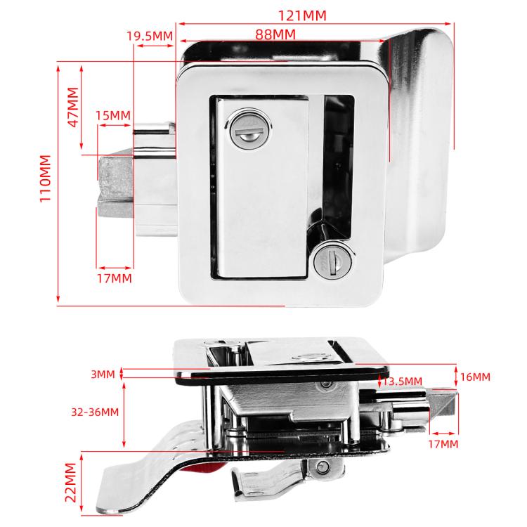 RV Conversion With Internal And External Opening Metal Panel Door Latches, Specification: Chrome