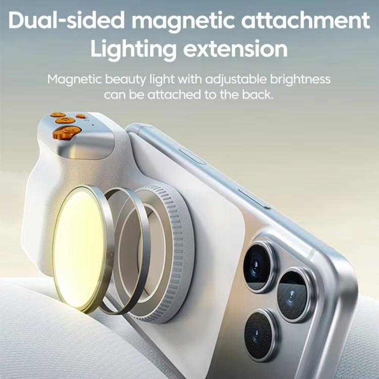 Magnetic Mount Camera Assistant Wireless Bluetooth Remote Zoom Photo Handheld Stabilizer - White Without Light