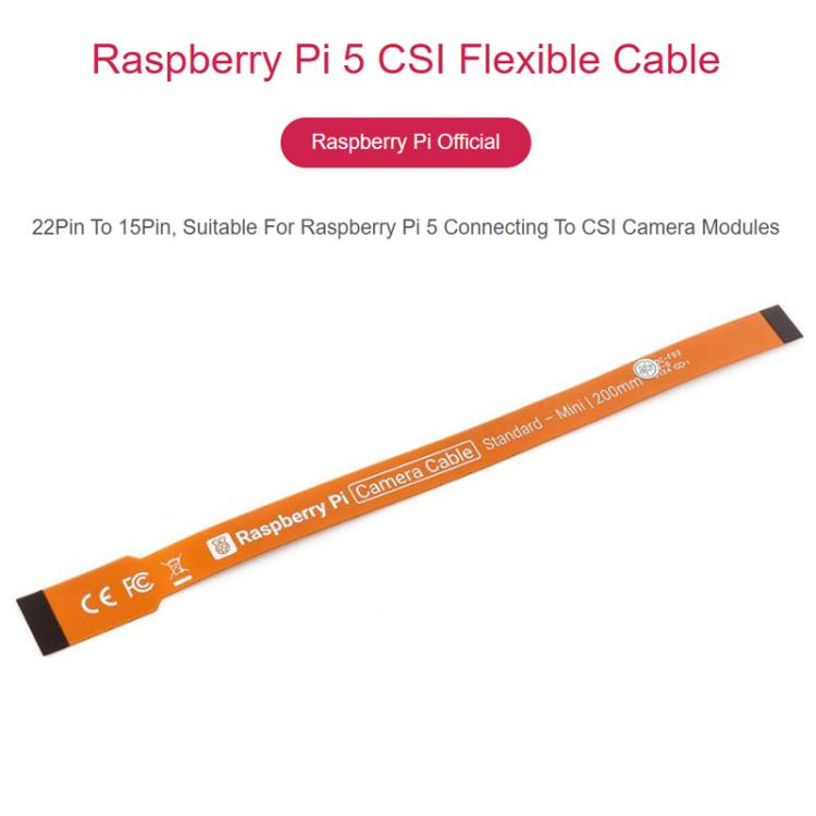 Waveshare For Raspberry Pi 5 CSI FPC Flexible Cable 22Pin To 15Pin For CSI Camera Modules, Spec: 500mm
