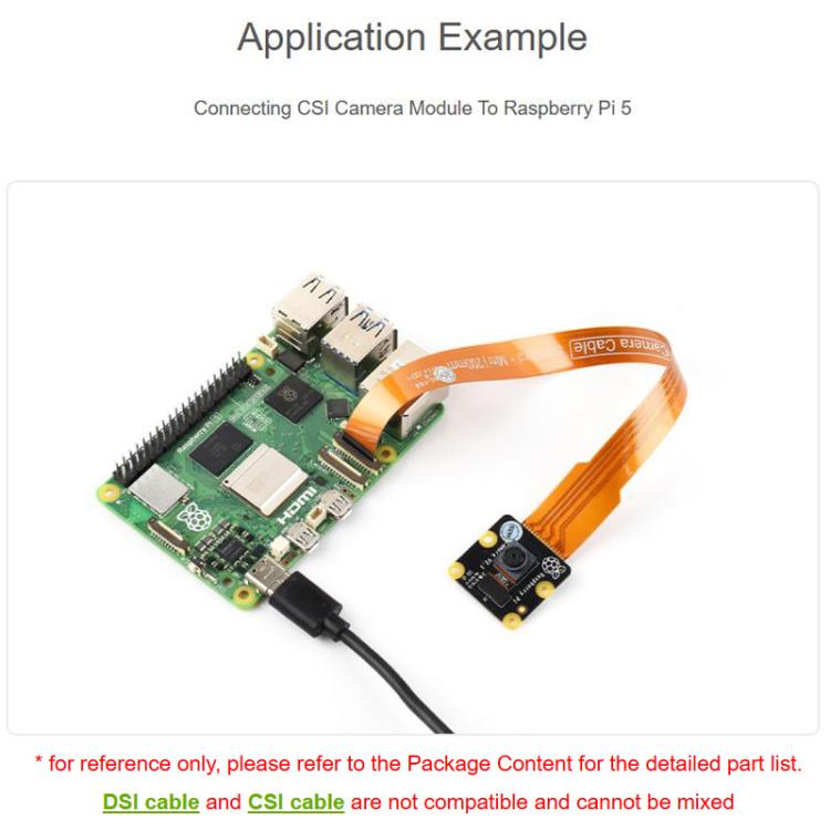 Waveshare For Raspberry Pi 5 CSI FPC Flexible Cable 22Pin To 15Pin For CSI Camera Modules, Spec: 500mm