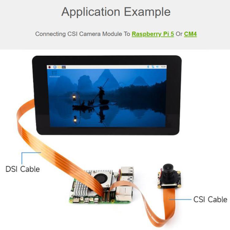 Waveshare 25920 For Raspberry Pi 5 CSI FPC Flexible Cable 22Pin To 15Pin For CSI Camera Modules