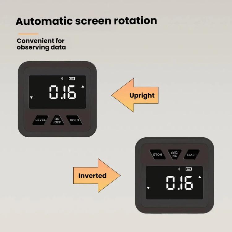 Magnetic Digital Inclinometer 360-Degree Angle Finder With Auto-Flip Display - Black