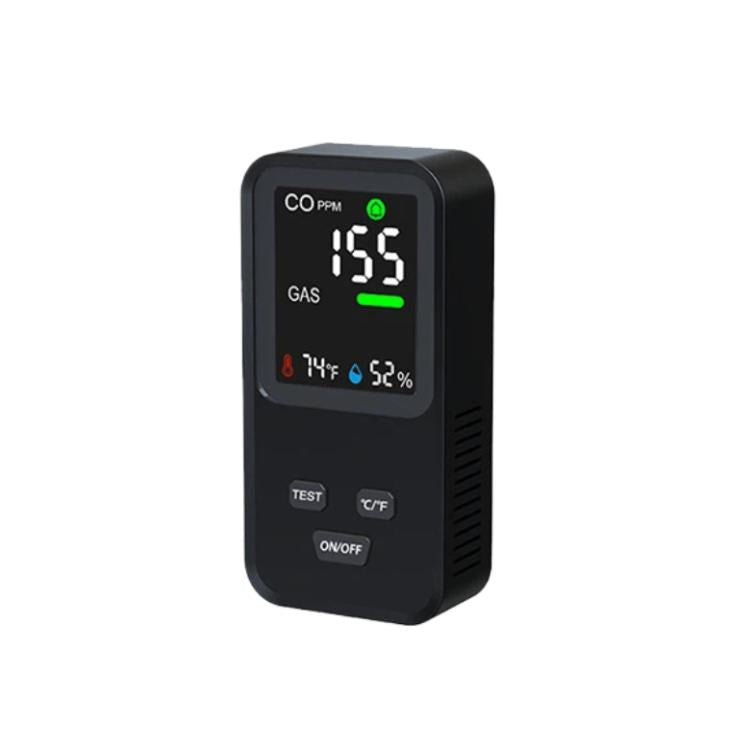 4-In-1 Plug-In Gas Detector Carbon Monoxide Combustible Gas Temperature Humidity Monitor With High Sensitivity & Alarm, US Plug