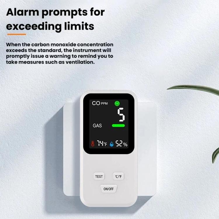 4-In-1 Plug-In Gas Detector Carbon Monoxide Combustible Gas Temperature Humidity Monitor With High Sensitivity & Alarm, US Plug