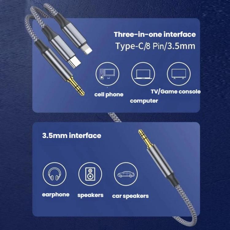 3 In 1 3.5mm Audio Cable Speaker Adapter, Length: 2m