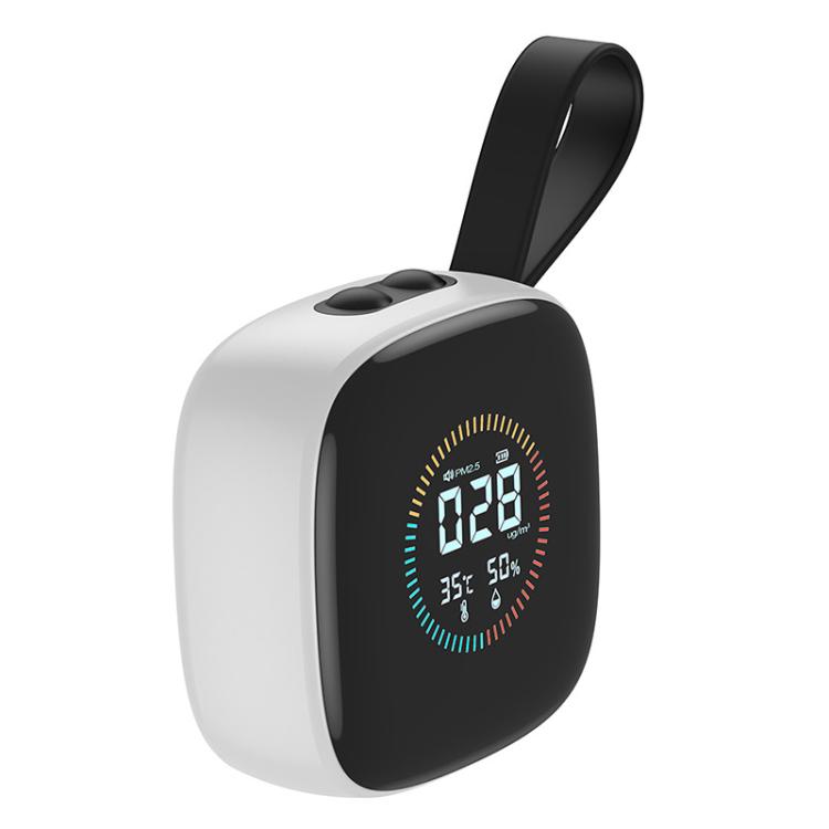 Mini PM2.5 Detector with Temperature & Humidity Monitor with Rechargeable Battery, Real-time LCD Display
