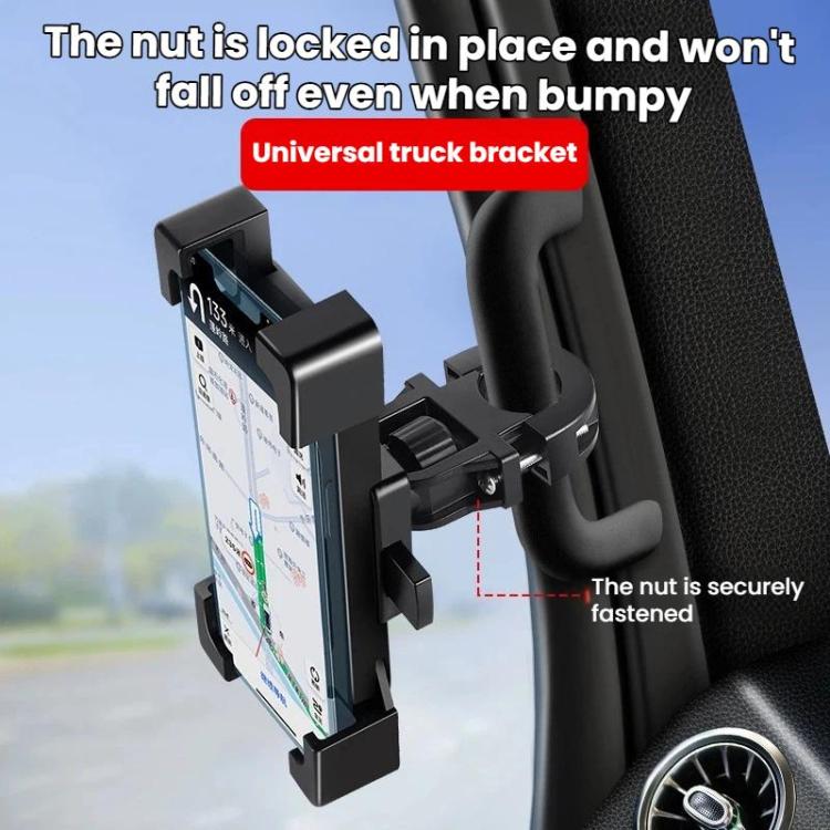 Truck Car Phone Holder Anti-Shake Handle Mount Navigation Bracket - Black