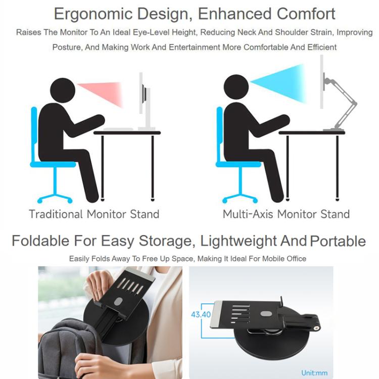 WAVESHARE Portable Monitor Adjustable Stand, Compatible with 4-18.5 inch Monitors
