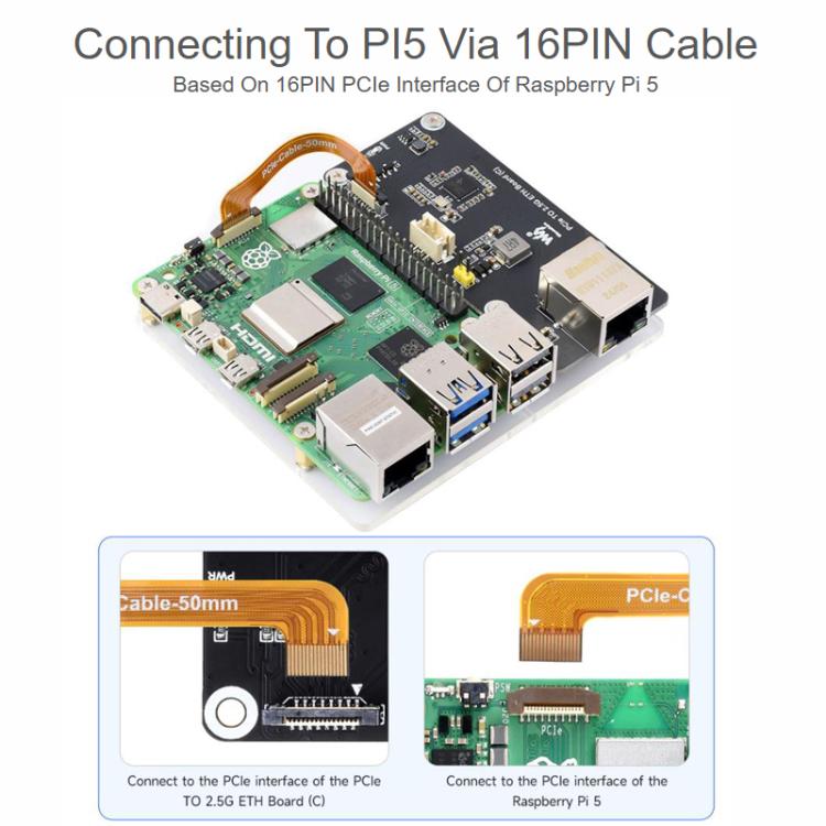 WAVESHARE PCIe T 2.5G ETH Board For Raspberry Pi 5