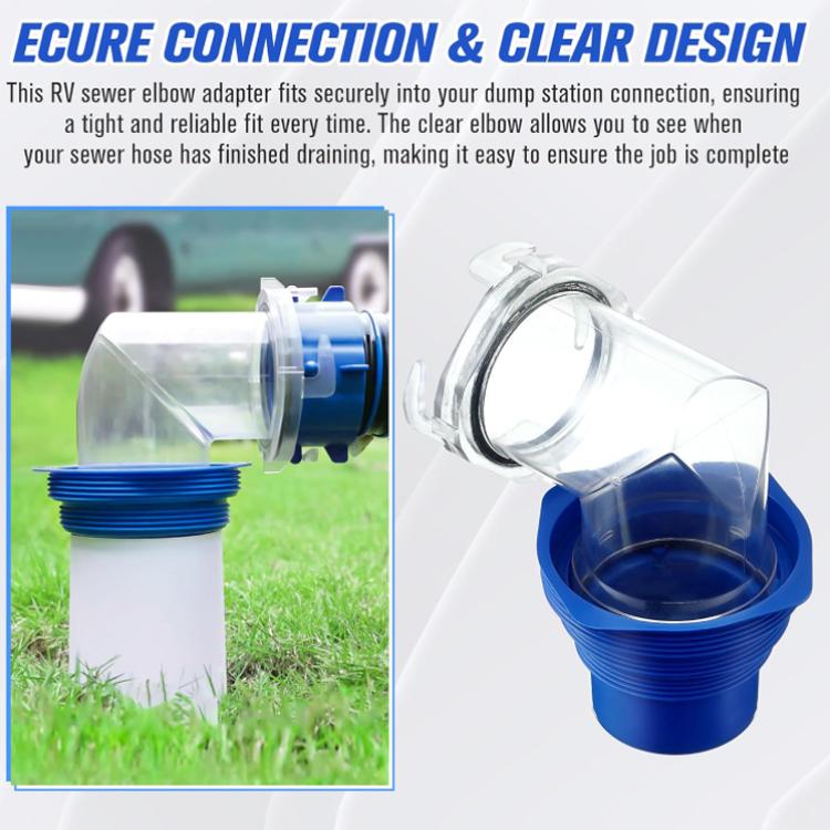 RV Sewage Drain Pipe 90-degree Flexible Hose Adapter - Blue