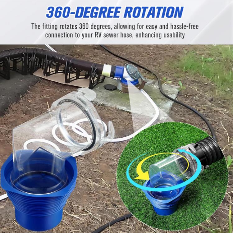 RV Sewage Drain Pipe 90-degree Flexible Hose Adapter - Blue