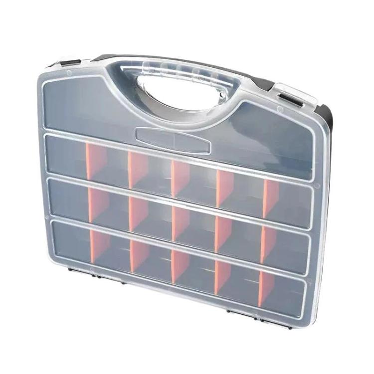 Portable Plastic Divided Toolbox Hardware Parts Storage Box - Black