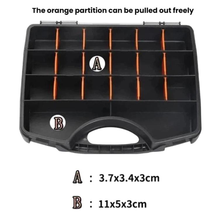 Portable Plastic Divided Toolbox Hardware Parts Storage Box - Black