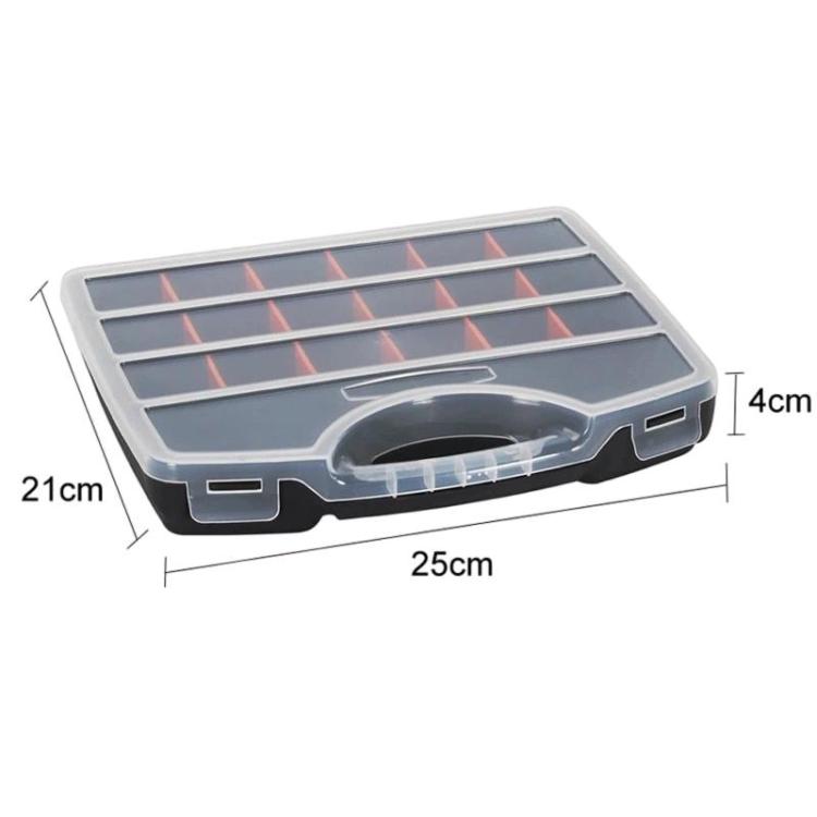 Portable Plastic Divided Toolbox Hardware Parts Storage Box - Black