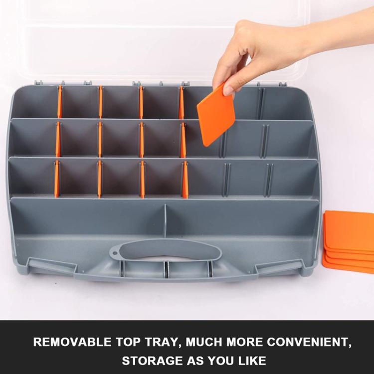 Hardware Tool Storage Box With Handle Adjustable Compartment Miscellaneous Box - Orange