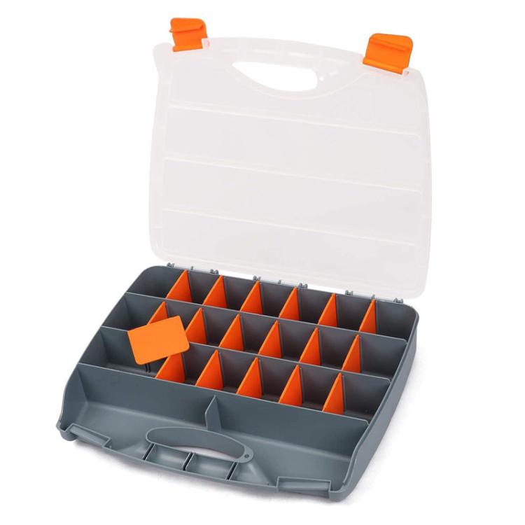 Hardware Tool Storage Box With Handle Adjustable Compartment Miscellaneous Box - Orange
