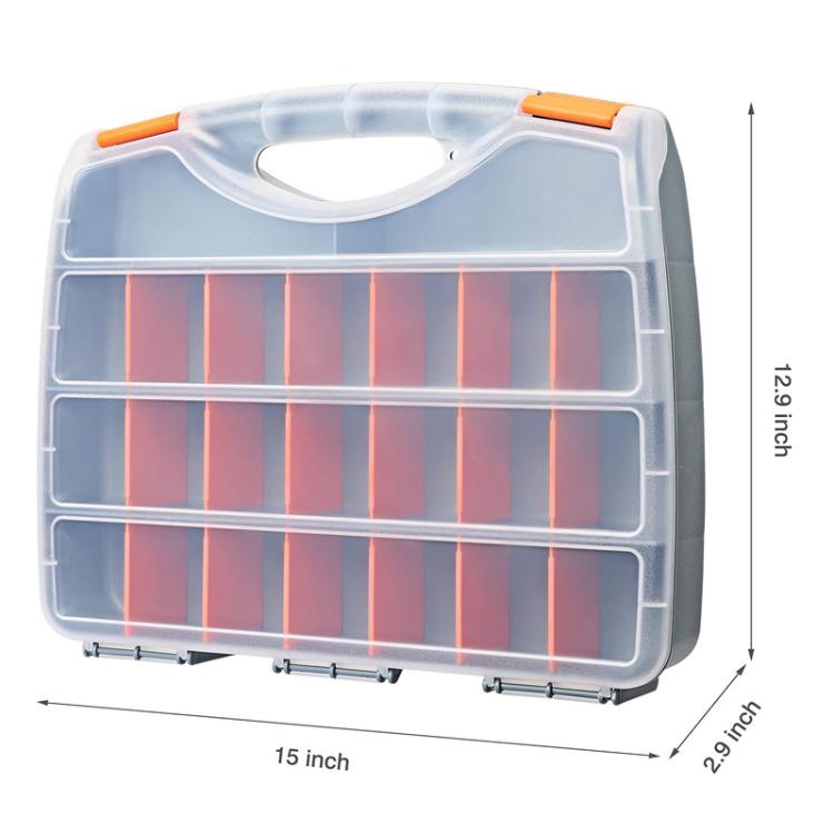 Hardware Tool Storage Box With Handle Adjustable Compartment Miscellaneous Box - Orange