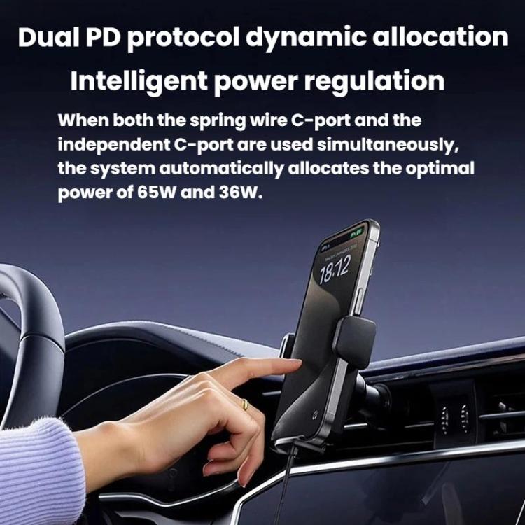 GE09 120W Car Cigarette Lighter With Voltage Display Car Phone Charger With Spring Cable