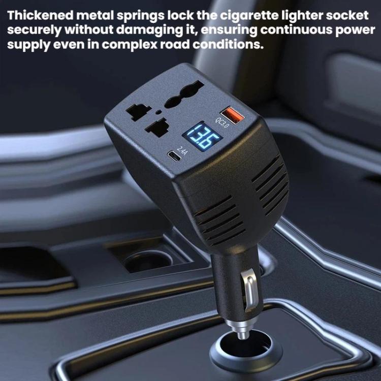 150W Smart Digital Display Car Inverter Cigarette Lighter USB + Type-C Dual-Port Charger - C13