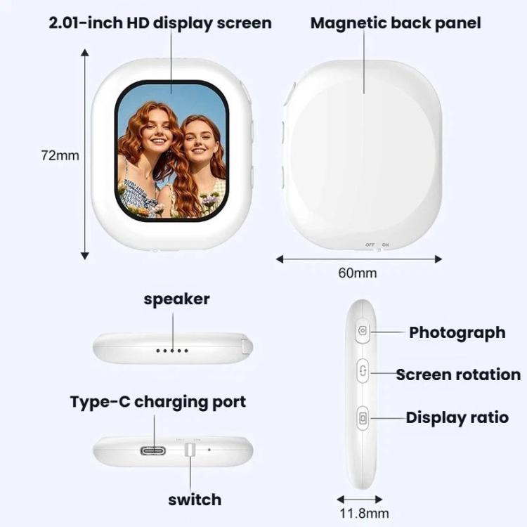 T3 Wireless Phone Selfie Mirror Rear Magnetic Selfie Display
