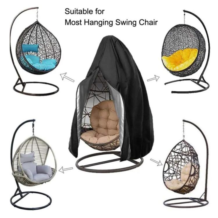 Outdoor Hanging Egg Chair Cover with Zipper 210D Oxford Fabric Dust Protection for Egg Swing 200 x 230cm