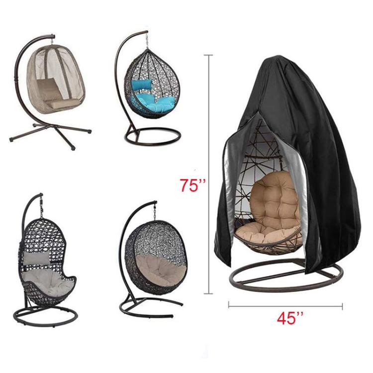 Outdoor Hanging Egg Chair Cover with Zipper 210D Oxford Fabric Dust Protection for Egg Swing 115 x 190cm