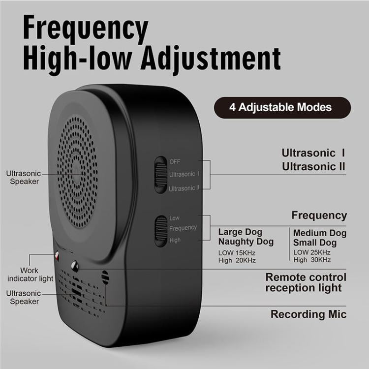 Outdoor Ultrasonic Automatic Detection Dog Training and Barking Stopper - Black
